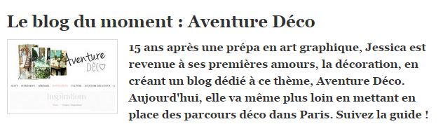 Le Journal des Femmes parle d’Aventure Déco !