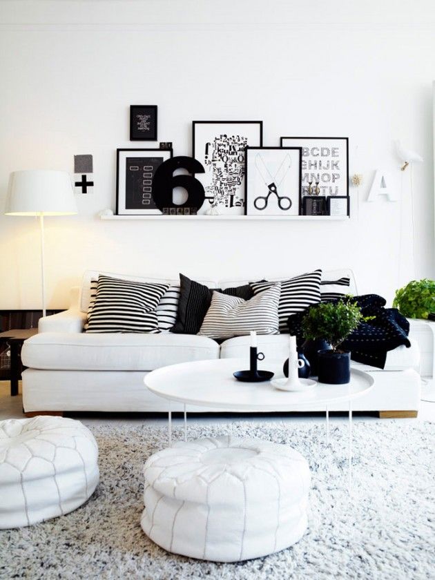 Inspiration séjour noir et blanc à la décoration scandinave 