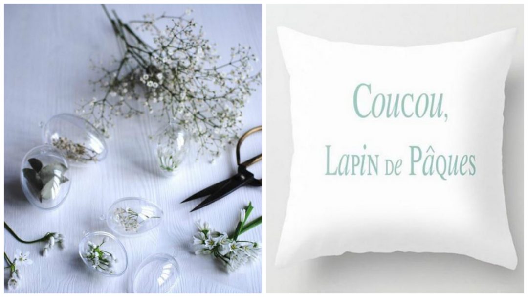 diy de paque-des oeufs transparent ou mettre de jolies fleurs et un coussin lapin de paques 