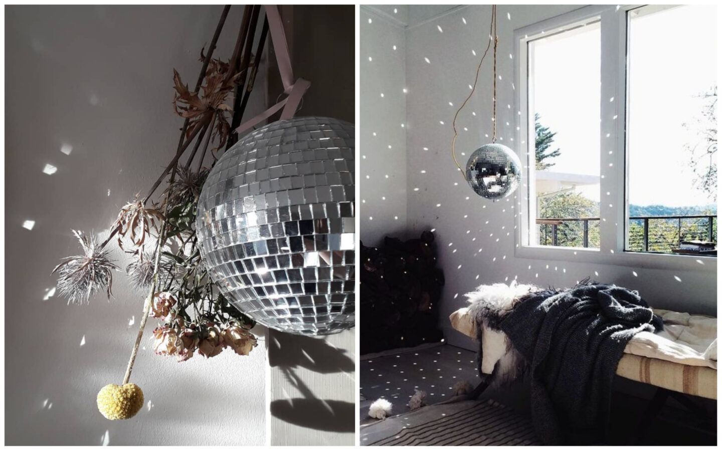 Boules Disco Avec Des Pièces De Miroir Pour Danser Dans Une Discothèque